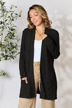 Load image into Gallery viewer, Basic Bae Full Size Ribbed Open Front Cardigan with Pockets