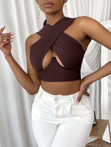 Cross Wrap Crop Tank Top
