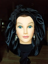 Load image into Gallery viewer, Luxury Jumbo Satin Silk Bonnet with Wide Stretch Tie, Single Lined