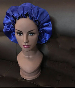 Luxury Large Satin Silk Double Layers Sleep Bonnet Cap with Ruffle Edges