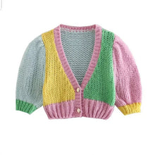 Load image into Gallery viewer, Color Block Crop Knit Sweater