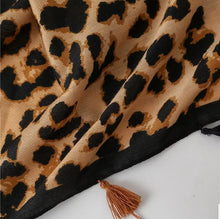 Cargar imagen en el visor de la galería, Satin Silk Scarf Women Fashion Shawl Leopard Prints Silky Wraps 180x90cm, Women head Hijab, Head Wrap
