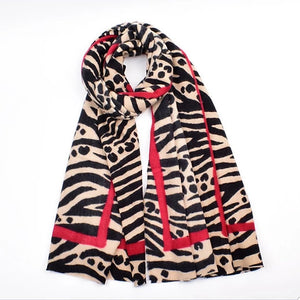 Winter Shawl Zebra Print Acrylic Scarf/ Unisex Scarf/ Warm Scarf