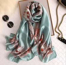Load image into Gallery viewer, Satin Silk Scarf Women Fashion Shawl Flower Prints Silky Wraps 180x90cm, Women head Hijab, Head Wrap