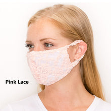Cargar imagen en el visor de la galería, Cooling Lace Masks , Washable, Breathable, Reusable Single or Double Layers Face Covering, Made in USA