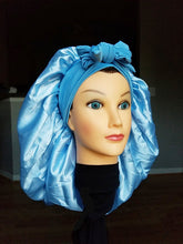 Charger l&#39;image dans la galerie, Luxury Jumbo Satin Silk Bonnet with Wide Stretch Tie, Single Lined