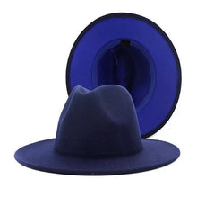 Cargar imagen en el visor de la galería, Unisex Fedora Hat with Wide Brim Wool (Royal Blue)