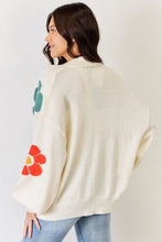 Charger l&#39;image dans la galerie, J.NNA Open Front Flower Pattern Long Sleeve Sweater Cardigan