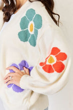 Charger l&#39;image dans la galerie, J.NNA Open Front Flower Pattern Long Sleeve Sweater Cardigan