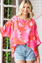 Load image into Gallery viewer, First Love Slit Printed Round Neck Half Sleeve Blouse