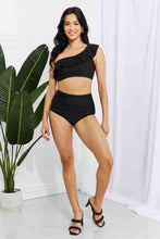 Charger l&#39;image dans la galerie, Marina West Swim Seaside Romance Ruffle One-Shoulder Bikini in Black