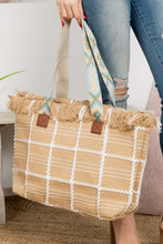 Load image into Gallery viewer, Fame Fringe Detail Checkered Tote Bag