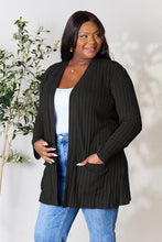 Charger l&#39;image dans la galerie, Basic Bae Full Size Ribbed Open Front Cardigan with Pockets