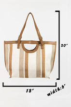 Load image into Gallery viewer, Fame Striped PU Leather Trim Tote Bag