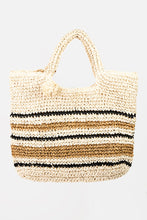 Charger l&#39;image dans la galerie, Fame Striped Straw Braided Tote Bag
