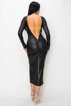 Load image into Gallery viewer, Ribbed Knit Metallic Backless Midi Dress