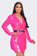Load image into Gallery viewer, Pearl Belted Sequin Blazer Mini Dress
