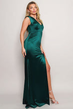 Load image into Gallery viewer, Sleeveless Power Shoulder Slitted Maxi Dress