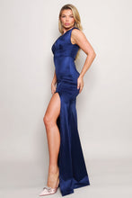 Load image into Gallery viewer, Sleeveless Power Shoulder Slitted Maxi Dress