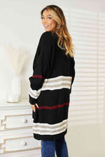 Load image into Gallery viewer, Double Take Striped Rib-Knit Drop Shoulder Open Front Cardigan