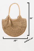 Load image into Gallery viewer, Fame Straw Braided Tote Bag with Tassel