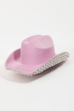 Load image into Gallery viewer, Fame Pave Rhinestone Pearl Trim Cowboy Hat