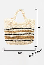 Load image into Gallery viewer, Fame Striped Straw Braided Tote Bag