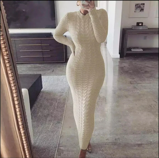 Long Knitted Sweater Dress