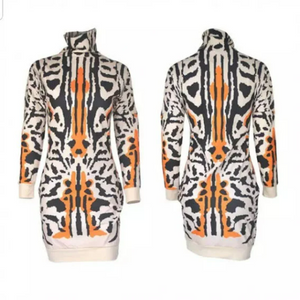Sexy Popular Element Leopard Print Sweater Dress