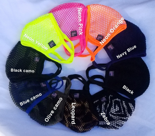 Cooling Mesh Masks for Kids and Adults, Washable, black face mask, Breathable, Reusable face mask 1 or 2 Layers Face Covering,Made in USA
