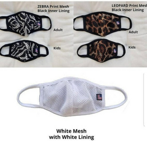 Cooling Mesh Masks for Kids and Adults, Washable, black face mask, Breathable, Reusable face mask 1 or 2 Layers Face Covering,Made in USA