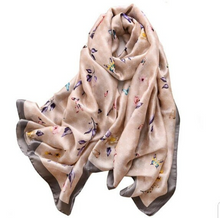 Charger l&#39;image dans la galerie, Satin Silk Scarf Women Fashion Shawl Flower Prints Silky Wraps 180x90cm, Women head Hijab, Head Wrap