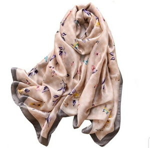 Satin Silk Scarf Women Fashion Shawl Flower Prints Silky Wraps 180x90cm, Women head Hijab, Head Wrap