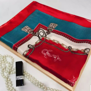 Satin Silk Scarf Women Fashion Shawl Anchor Prints Silky Wraps 180x90cm, Women head Hijab, Head Wrap