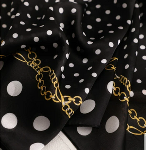 Satin Silk Scarf Women Fashion Shawl Polka Dots Prints Silky Wraps 180x90cm, Women head Hijab, Head Wrap