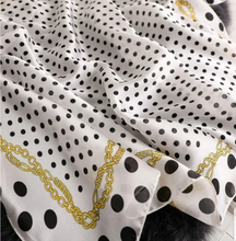 Cargar imagen en el visor de la galería, Satin Silk Scarf Women Fashion Shawl Polka Dots Prints Silky Wraps 180x90cm, Women head Hijab, Head Wrap