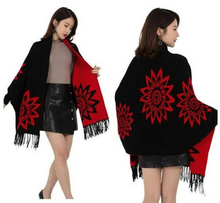Load image into Gallery viewer, Women Fashion Cashmere Like Long Sleeves Winter Poncho 200*70cm, Reversible Side Winter Poncho, One Size Fit Most