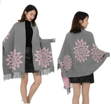 Load image into Gallery viewer, Women Fashion Cashmere Like Long Sleeves Winter Poncho 200*70cm, Reversible Side Winter Poncho, One Size Fit Most