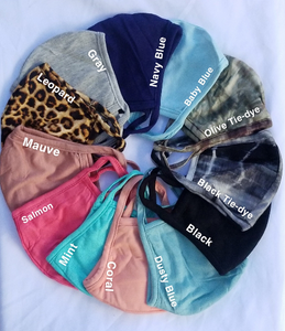 Adults Washable, Stretch Cotton-Lined Face Mask, Double Layers, Filter Pocket, Made in the USA