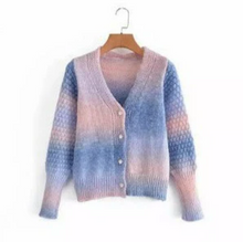 Load image into Gallery viewer, Cute Handmade Rainbow Knitted Cardigan Sweater
