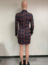 Load image into Gallery viewer, Red and Burgundy Plaid Blazer Dress
