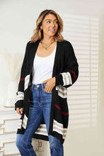 Load image into Gallery viewer, Double Take Striped Rib-Knit Drop Shoulder Open Front Cardigan