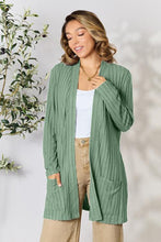 Charger l&#39;image dans la galerie, Basic Bae Full Size Ribbed Open Front Cardigan with Pockets